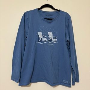 Life is good snow on the beach crusher long sleeve tee